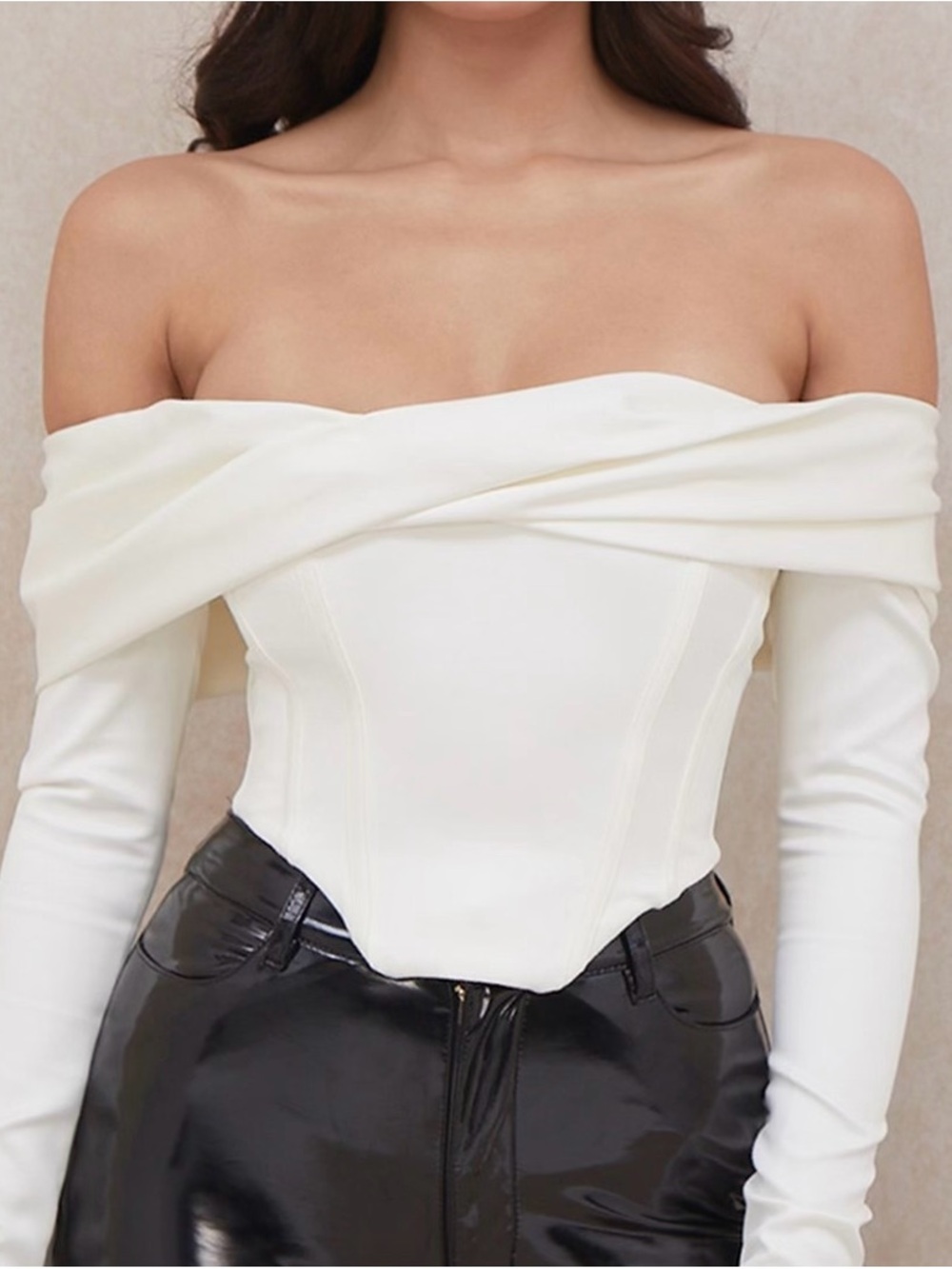 House of CB EVITA Ivory Satin Off Shoulder Draped Corset size XS